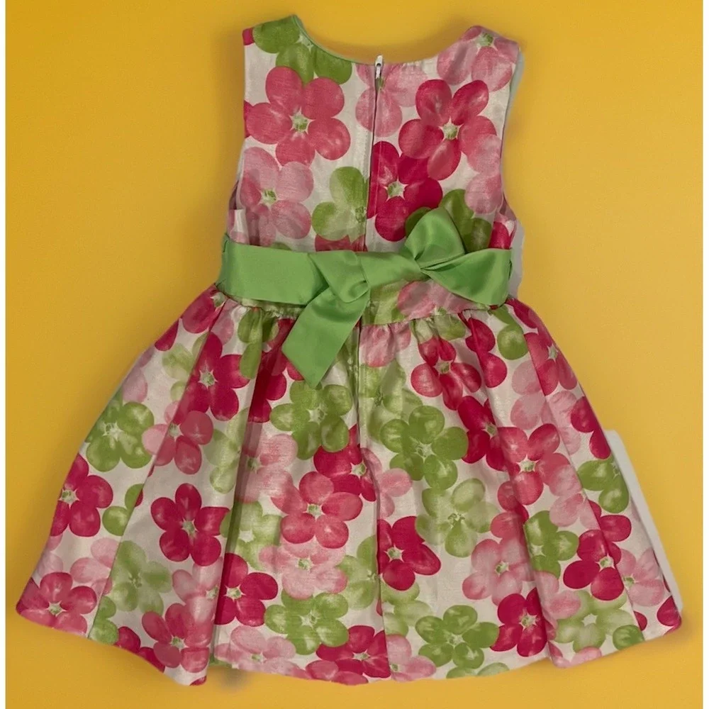 Emily Rose Girls‎ Size 4 Pink Floral Ribbon Sash Dress Church Vacation Princess